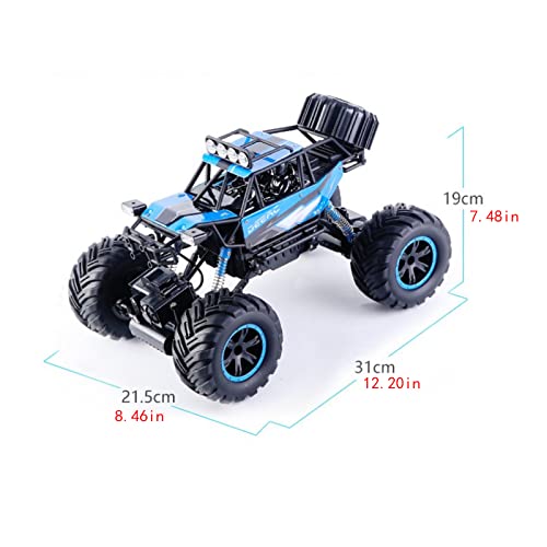 Poooc Big Monster RC Car, 4WD Off Road Truck 2.4Ghz Todo Terreno Vehículo de Control Remoto Motores Dobles Faros LED Rock Crawler Buggy con 2 baterías para niños y niñas