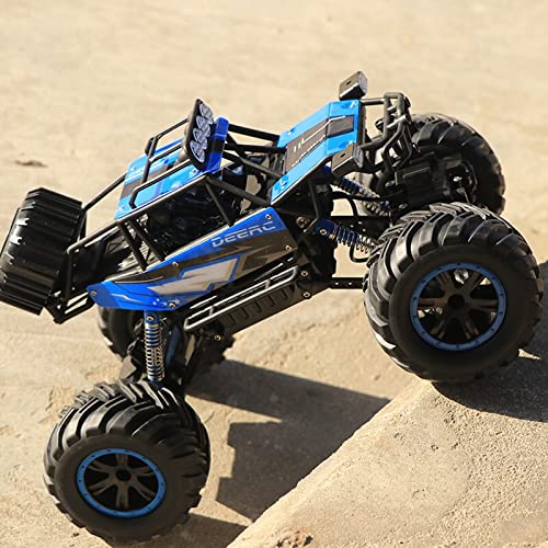 Poooc Big Monster RC Car, 4WD Off Road Truck 2.4Ghz Todo Terreno Vehículo de Control Remoto Motores Dobles Faros LED Rock Crawler Buggy con 2 baterías para niños y niñas