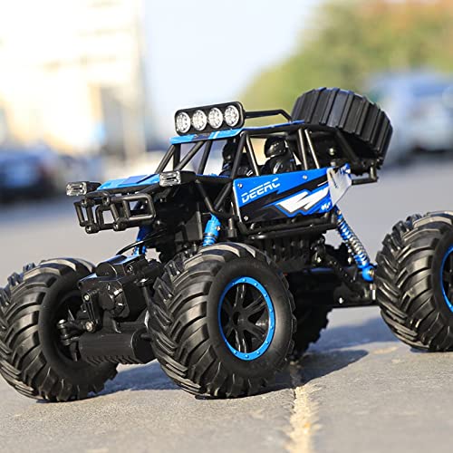 Poooc Big Monster RC Car, 4WD Off Road Truck 2.4Ghz Todo Terreno Vehículo de Control Remoto Motores Dobles Faros LED Rock Crawler Buggy con 2 baterías para niños y niñas