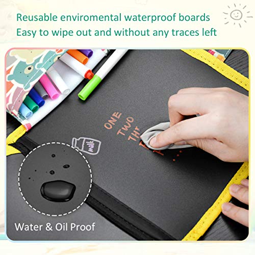 POOPHUNS Tabla de Dibujo Portátil para Niños, Tablero de Dibujo de Graffiti, Innovadora Pizarra para Dibujar Durante Viajes o en Casa, Libros Blandos de Pizarra para Escribir y Dibujar de 14 páginas