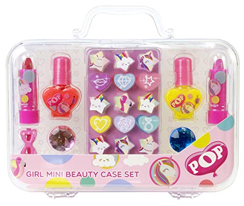 POP GIRL Mini Beauty Case Set- Neon Purple - Estuche de Maquillaje con Productos Divertidos para un Cambio de Imagen de la Cabeza a los Pies, Divertido Kit de Maquillaje, Coloridos Accesorios