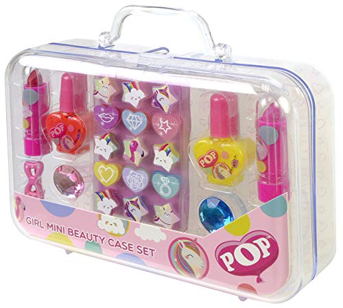 POP GIRL Mini Beauty Case Set- Neon Purple - Estuche de Maquillaje con Productos Divertidos para un Cambio de Imagen de la Cabeza a los Pies, Divertido Kit de Maquillaje, Coloridos Accesorios