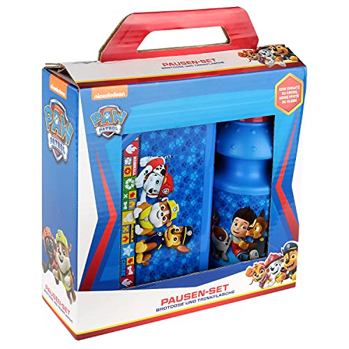 POS 29439 - Juego de bocadillos con diseño de La Patrulla Canina (2 Piezas, Fiambrera y Botella, para niños y niñas, en Caja de Regalo), Colegio