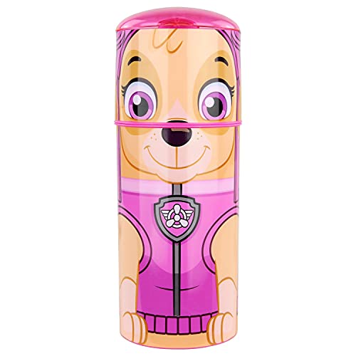 P:os 33666 Botella para niños de la Patrulla Canina, diseño Skye, aprox. 350 ml, antigoteo, con pajita integrada, sin BPA ni ftalatos