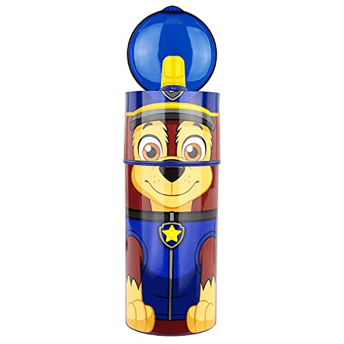 POS p:os 33663 - Botella de plástico con diseño de la Patrulla Canina, sin BPA ni ftalatos, Capacidad Aprox. 350 ml, Ideal para Viajes, guarderías y Deportes, para niños y niñas, Color Azul