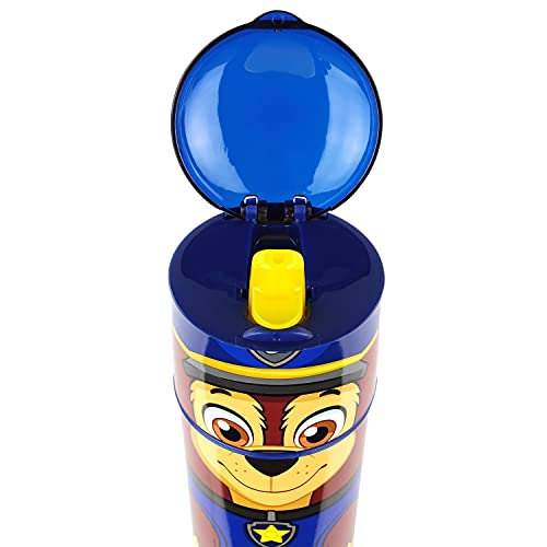 POS p:os 33663 - Botella de plástico con diseño de la Patrulla Canina, sin BPA ni ftalatos, Capacidad Aprox. 350 ml, Ideal para Viajes, guarderías y Deportes, para niños y niñas, Color Azul