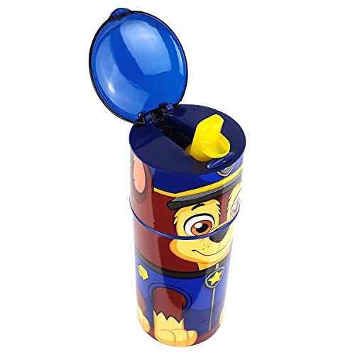 POS p:os 33663 - Botella de plástico con diseño de la Patrulla Canina, sin BPA ni ftalatos, Capacidad Aprox. 350 ml, Ideal para Viajes, guarderías y Deportes, para niños y niñas, Color Azul