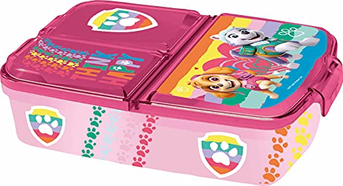 POS p:os Fiambrera de la Patrulla Canina con 3 Compartimentos, 14 x 18,5 x 5,5 cm, de plástico, sin BPA ni ftalatos, Ideal para el Desayuno, guardería y Escuela, Multicolor