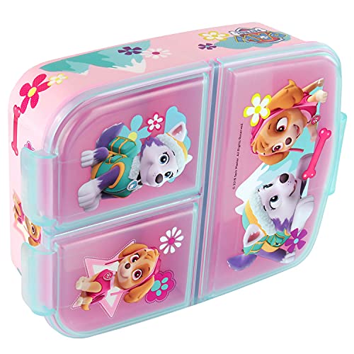 POS p:os Fiambrera de la Patrulla Canina con 3 Compartimentos, 14 x 18,5 x 5,5 cm, de plástico, sin BPA ni ftalatos, Ideal para el Desayuno, guardería y Escuela, Multicolor