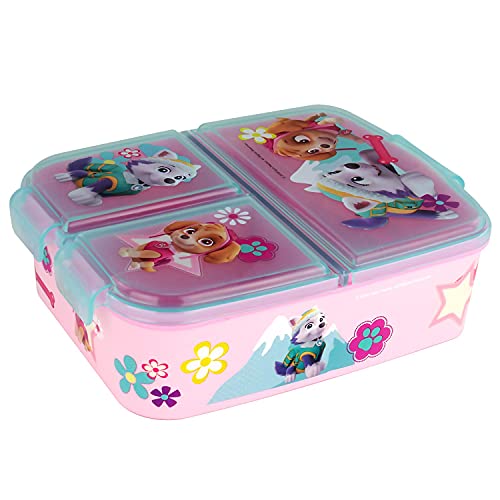 POS p:os Fiambrera de la Patrulla Canina con 3 Compartimentos, 14 x 18,5 x 5,5 cm, de plástico, sin BPA ni ftalatos, Ideal para el Desayuno, guardería y Escuela, Multicolor