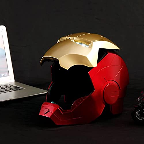 PRETAY Casco electrónico de Iron Man de Los Vengadores de Marvel Legends Máscaras Luminosos Cascos de Halloween Cosplay película Deluxe Edition (Color : Red, Size : XL(55~60CM))