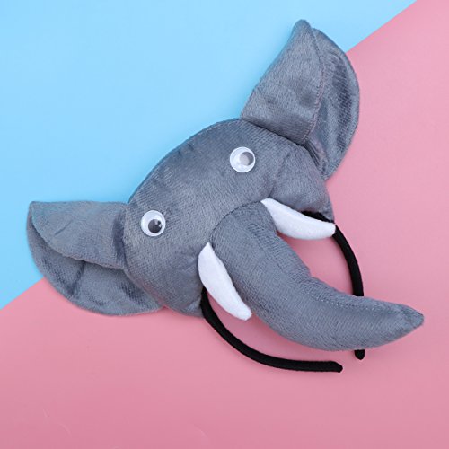 PRETYZOOM Disfraz infantil de animal con cabeza de elefante, diadema con orejas, cola de animal, pajarita, para carnaval, fiesta de disfraces, 3 unidades (gris)