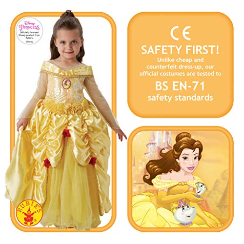 Princesas Disney - Disfraz de Bella Premium para niña, infantil 7-8 años (Rubie's 620473-L)