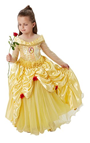 Princesas Disney - Disfraz de Bella Premium para niña, infantil 7-8 años (Rubie's 620473-L)