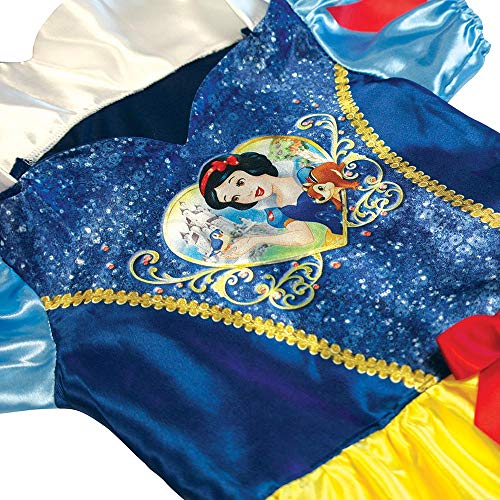 Princesas Disney - Disfraz de Blancanieves con lentejuelas para niña, infantil 5-6 años (Rubie's 641023-M)