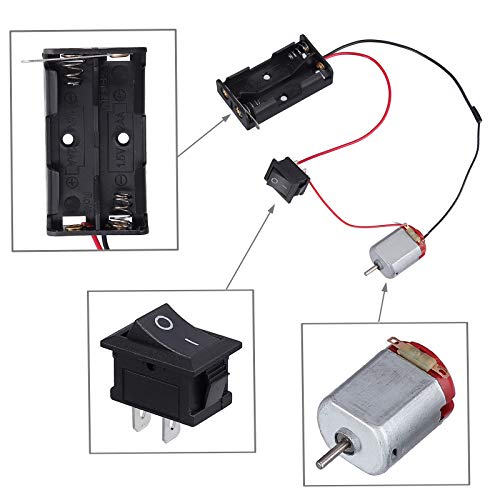 Proster Juego de Motor Eletrico Bricolaje DC Motor Mini 3V 24000RPM Kit de Motor de Coches Robot Engranaje Ruedas Hélices Espaciamiento de Batería Interruptores