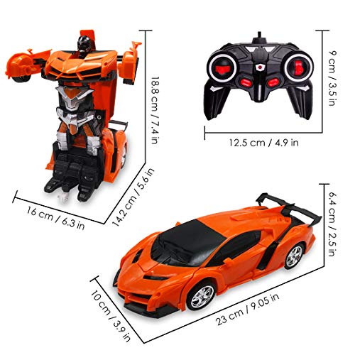 Pup Go Coche de Control Remoto para Niños Mayores de 3 Años, Fácil de Manejar, Transformable en Transformers, con Efectos de Sonido Realistas, Regalo de Cumpleaños para Niños y Niñas (Naranja)