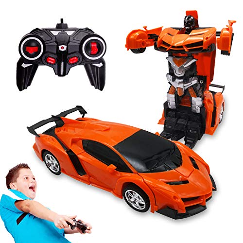 Pup Go Coche de Control Remoto para Niños Mayores de 3 Años, Fácil de Manejar, Transformable en Transformers, con Efectos de Sonido Realistas, Regalo de Cumpleaños para Niños y Niñas (Naranja)