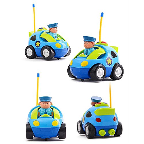 Pup Go Kids Remote Control Cartoon Police Car - Radio Control Race Car Toys con música y Luces, niños niñas, Regalo de cumpleaños para niños Mayores de 3 4 5 6 años (policía)