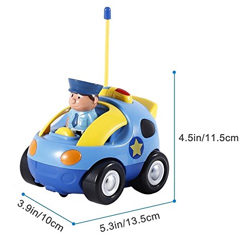 Pup Go Kids Remote Control Cartoon Police Car - Radio Control Race Car Toys con música y Luces, niños niñas, Regalo de cumpleaños para niños Mayores de 3 4 5 6 años (policía)