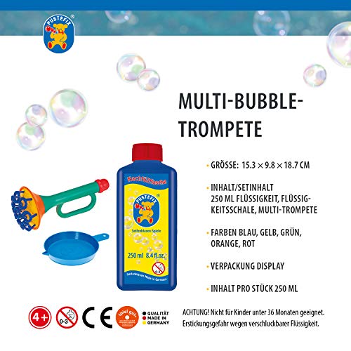 Pustefix 420869555, Multi Trompeta, Juego para Hacer Pompas de Jabón, 250 ml