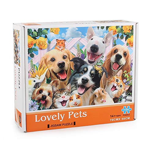 Puzzle de 1000 piezas, animales adorables, simples, niños y adultos, juegos de rompecabezas educativo, puzle clásico ideal para relajarse y ocio, Puzzle Lovely Pets (70 x 50 cm)