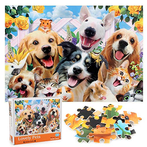 Puzzle de 1000 piezas, animales adorables, simples, niños y adultos, juegos de rompecabezas educativo, puzle clásico ideal para relajarse y ocio, Puzzle Lovely Pets (70 x 50 cm)