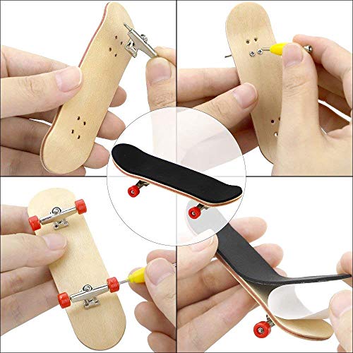 QNFY Monopatines para Dedos, Mini Diapasón de Madera Patineta de Dedo Skatepark Juguete DIY Montar Tablero de Dedos Fingerboard Finger Skateboards Niños (Rojo)