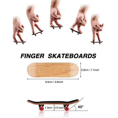 QNFY Monopatines para Dedos, Mini Diapasón de Madera Patineta de Dedo Skatepark Juguete DIY Montar Tablero de Dedos Fingerboard Finger Skateboards Niños (Rojo)