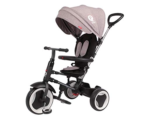 QPLAY- Rito+ Triciclo evolutivo Plegable 3 en 1, Color Gris (QP200.08)