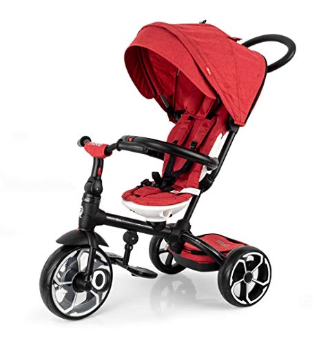 QPLAY Triciclo evolutivo Plegable Prime - Rojo - De 10 a 36 Meses - Soporta hasta 25 Kg