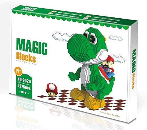 QSSQ Mini Bloques Infantiles Super Mario Series, Rompecabezas 3D DIY Toys Model Gifts Niños Adultos,Yoshi