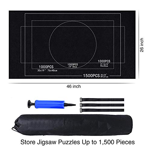 Queta Jigsaw Puzzle Roll Mat Puzzle Roll Mat Puzzle Storage Roll-Mat Puzzle Storage Rolllup para puzzles con cordón, bolsa de almacenamiento para hasta 1500 piezas puzzles (negro)