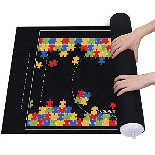 Queta Jigsaw Puzzle Roll Mat Puzzle Roll Mat Puzzle Storage Roll-Mat Puzzle Storage Rolllup para puzzles con cordón, bolsa de almacenamiento para hasta 1500 piezas puzzles (negro)