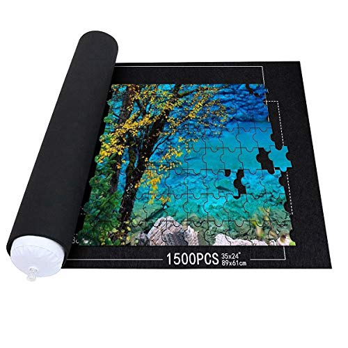 Queta Jigsaw Puzzle Roll Mat Puzzle Roll Mat Puzzle Storage Roll-Mat Puzzle Storage Rolllup para puzzles con cordón, bolsa de almacenamiento para hasta 1500 piezas puzzles (negro)