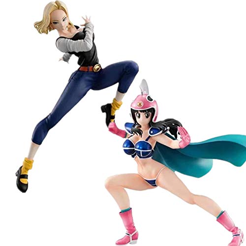 Qwead 2Pcs Dragon Ball Z Android 18 Lazuli Chichi Girls PVC Figuras De Acción De Juguete Dragon Ball Super Anime Chichi Android 18 Figurine DBZ 17 / 20Cm