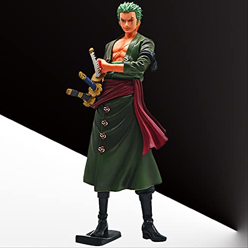 QWYU 30cm Ronoa Zoro Ghost Cut Luffy Sanji Modelo Una Pieza Grande Roronoa Zoro Tres Cuchillos Ver. Pvc Figuras De Acción