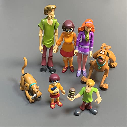 QWYU 7 unids/set Scooby misterio resolución de la tripulación figura de acción conjunto Shaggy Daphne Velma Scooby juguetes niños regalo