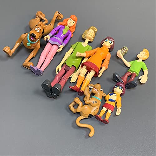 QWYU 7 unids/set Scooby misterio resolución de la tripulación figura de acción conjunto Shaggy Daphne Velma Scooby juguetes niños regalo