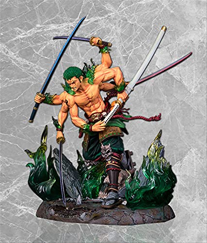 QWYU Figura de acción súper grande de una pieza Hyakkiyakou Adornos Fantasma araña Asura Roronoa Zoro Estatua 32 cm