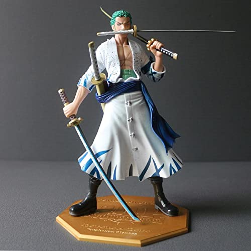 QWYU Figura de anime de una pieza dos años más tarde Ropa blanca Roronoa Zoro Estatua Roronoa Zoro Figura de acción en caja Modelo de juguete