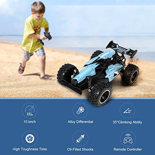 Rabing Coche teledirigido de 2,4 GHz, 2 WD, vehículo doméstico, radiocontrol, todoterreno, 1/18, control remoto por gravedad, juguete eléctrico para niños (batería adicional)