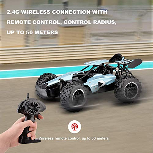 Rabing Coche teledirigido de 2,4 GHz, 2 WD, vehículo doméstico, radiocontrol, todoterreno, 1/18, control remoto por gravedad, juguete eléctrico para niños (batería adicional)