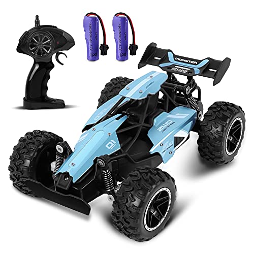 Rabing Coche teledirigido de 2,4 GHz, 2 WD, vehículo doméstico, radiocontrol, todoterreno, 1/18, control remoto por gravedad, juguete eléctrico para niños (batería adicional)