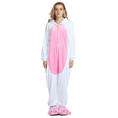 Rainbow Fox Unicornio Pijama Adultos Cosplay Disfraz Animal Ropa de Dormir Franela Novedad Víspera de Todos los Santos Navidad Ropa (L, Oro)