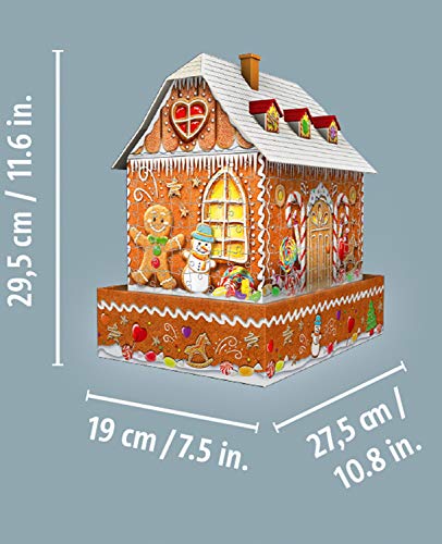 Ravensburger 11237 Puzzle 3D Ginger Bread House Night Edition, 216 Piezas, Multicolor, Edad Recomendada 8+, Dimensión Final 29x10 cm