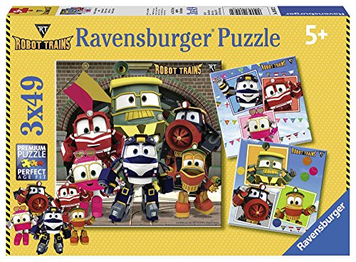 Ravensburger - Puzzle 3 x 49, Robot Trains (08047)