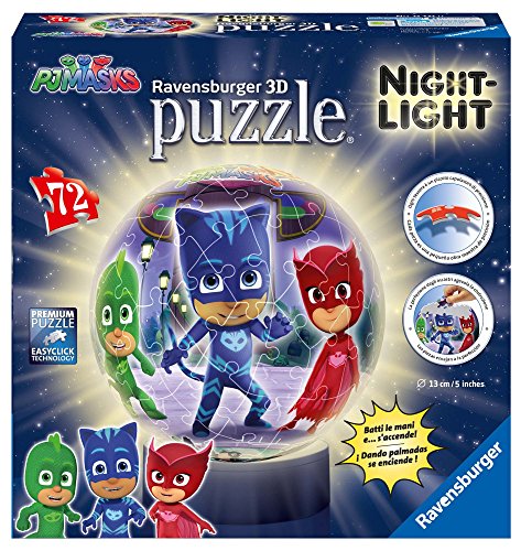 Ravensburger Puzzle Ball 3D Lámpara, PJ Masks (11771) , Modelos/colores Surtidos, 1 Unidad