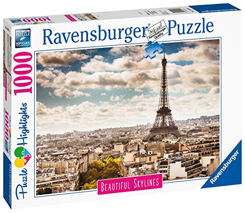 Ravensburger Puzzle, Puzzle 1000 Piezas, Torre Eiffel, Colección Beautiful Skylines, Puzzles para Adultos, Puzzle Paris, Rompecabezas Ravensburger de Alta Calidad