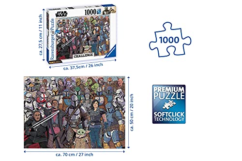 RAVENSBURGER PUZZLE- SW: Challenge Puzzle-Baby Yoda The Mandalorian Ravensburger 16770-Puzzle (1000 Piezas), diseño, Multicolor (16770)